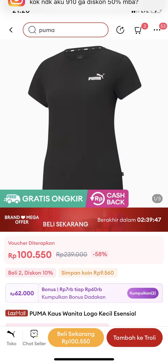 Gas ga nih gais, baju nya puma? s.lazada.co.id/s.n0mP3
#racunbelanja