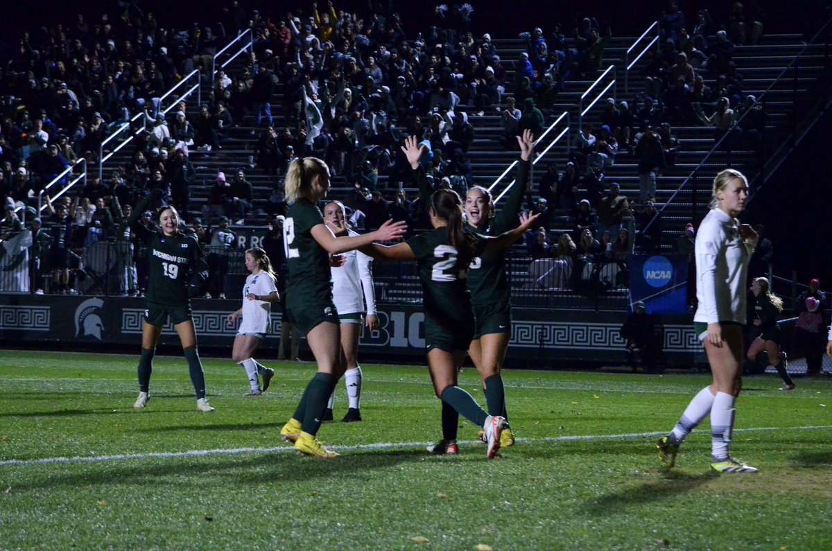 SSR_MSU's tweet photo. .@MSU_wsoccer knocked off Ohio, 3-0, in the first round of the NCAA Women's Soccer Tournament. The Spartans' win marked their fourth NCAA Tournament overall win and have now advanced to the Second Round in back-to-back seasons for the first time in program history. https://t.co/QcsY54zy3J