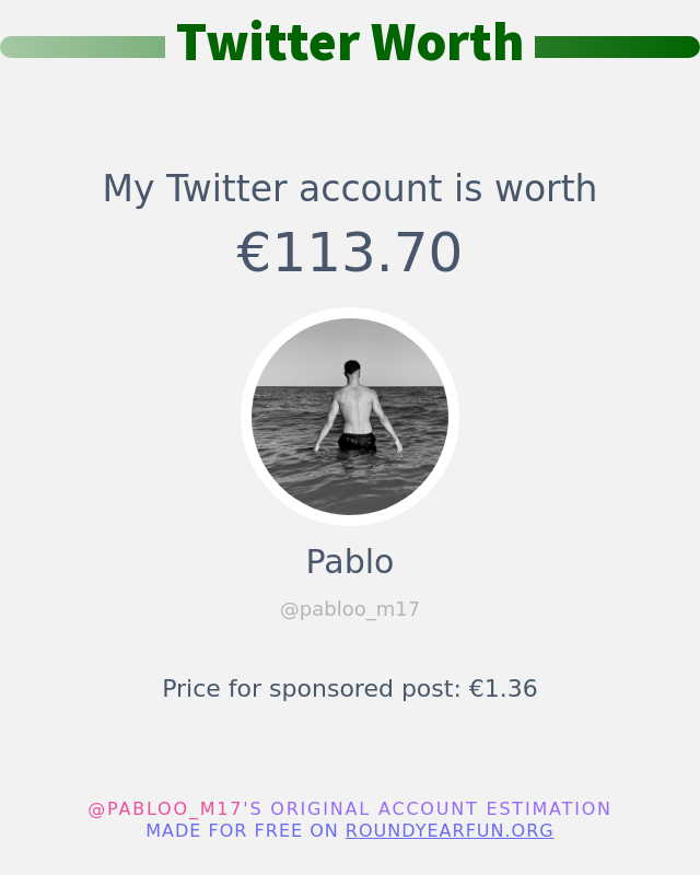 pabloo_m17's tweet photo. Mi valor en Twitter es de: €113.70

➡️ https://t.co/WS97cI8rd5 https://t.co/QQgeD6s7ss