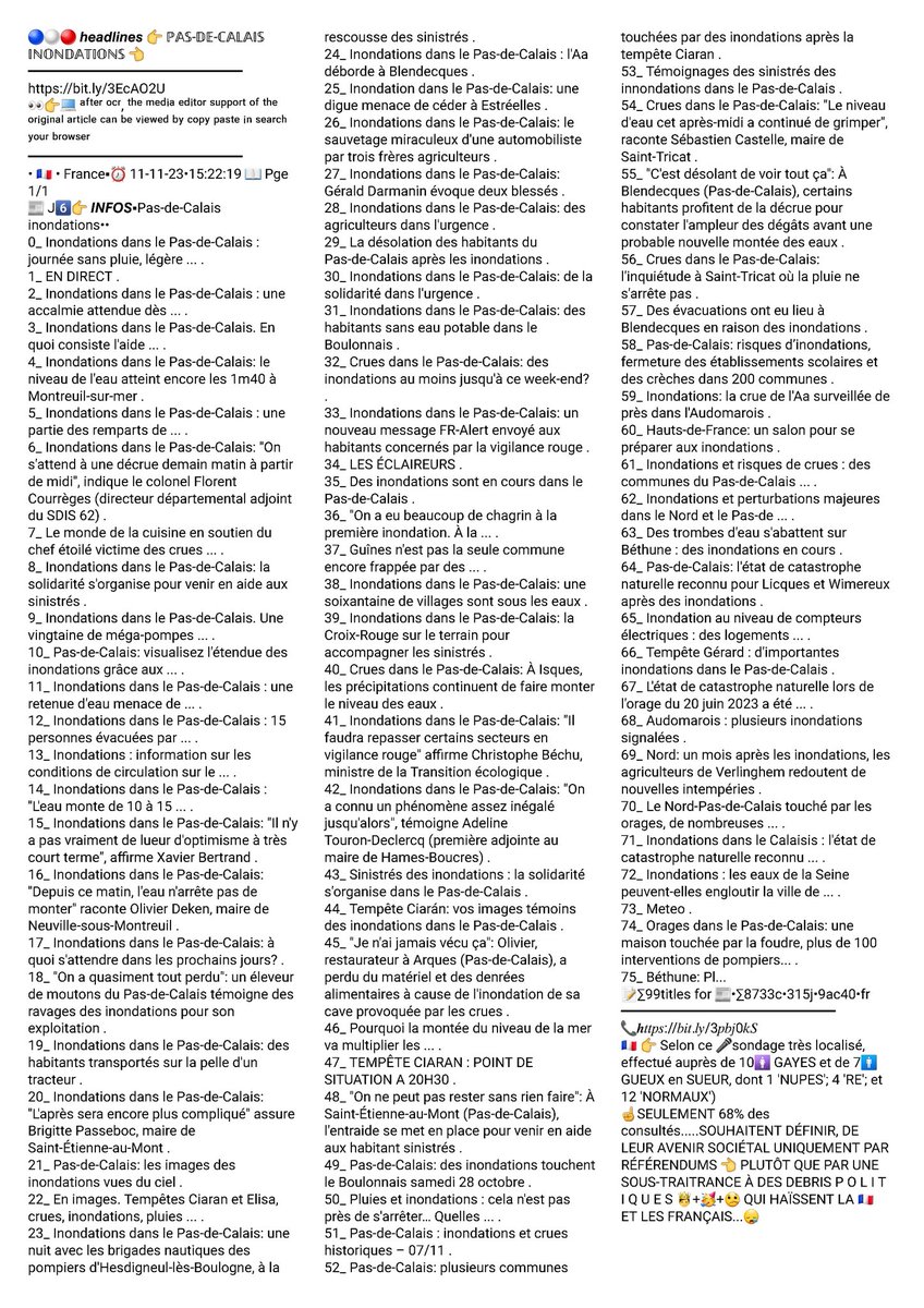 veillet_s's tweet image. #TitlesPressInfos 👀📰 #inondations
🎲 #LABOURSE #SAILLYLABOURSE #VERQUIGNEUL #SAINSENGOHELLE #ABLAINZEVELLE #ADINFER #AYETTE #BUCQUOY #DOUCHYLESAYETTE #PUISIEUX #BREBIERES #BIACHESTVAAST #FAMPOUX #HAMBLAINLESPRES  bit.ly/3EcAO2U