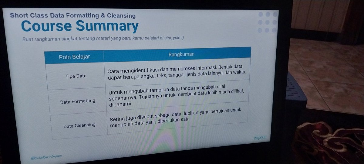 VIslachia's tweet photo. Belajar bareng @myskill_id seru bisa dapat ilmu baru dan pengalaman belajar bersama orang-orang hebat. Yuk belajar bareng dan tambah skill mu.

#learningatmyskill
#excel 
@myskill_id https://t.co/ObEWHhsUaQ