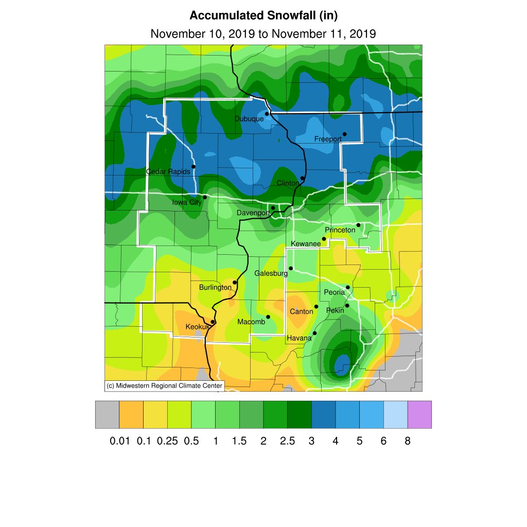 While the weather is cooperating today, not all past Veterans Days had blue skies. 
Do you remember just four years ago, when Iowa and Illinois had 3-5" of snow and temperatures in the teens? Snow &amp; cold records were broken from Quad Cities to Chicago!