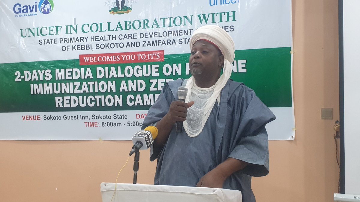 Have you  immunized your child? Alhaji S. Umar Jabbi is the District Head of Gagi, Sokoto South #LGA, who ensures eligible children in his community are vaccinated. "There's no unimmunized child in my district," he said at ongoing Media Dialogue on #immmunization in #Sokoto.
