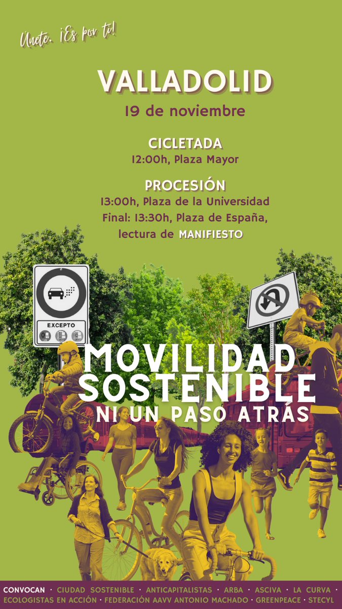 GiovanniOlcese's tweet photo. 💚AL LORO💚
El domingo 19 de noviembre hay una movilización en Valladolid por la movilidad sostenible. A las 12:00 en la plaza Mayor con tu bicicleta o a las 13:00 en Plaza Universidad para la marcha hasta plaza España. ¡Allí estaremos! https://t.co/eSmddwcv5R