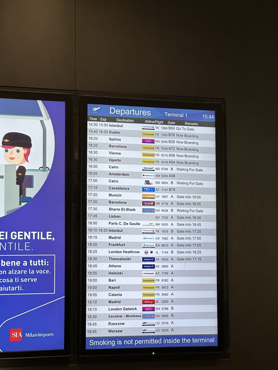 Önce 1 saat 20 dk ertelendi, şimdi de söylenilen kalkışa 5 dk olmasına rağmen hala bekliyoruz. Milano/İstanbul uçuşu? Bu kadar bekletilmemizin bir açıklaması var mı? <a href="/TK_TR/">Türk Hava Yolları</a> <a href="/TK_HelpDesk/">TK HelpDesk</a>