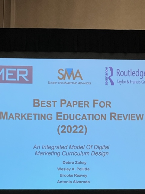 Debra Zahay-Blatz (@zahay) on Twitter photo So here is what happened yesterday! Our paper "An Integrated Model for Digital Marketing Curriculum Design won best paper at Marketing Education Review for 2022 and at the Society for Marketing Advances conference. Free at MER until 12/31. <a href="/SEUxMSB/">SEU Business</a> #teachingdigital So here is what happened yesterday! Our paper "An Integrated Model for Digital Marketing Curriculum Design won best paper at Marketing Education Review for 2022 and at the Society for Marketing Advances conference. Free at MER until 12/31. <a href="/SEUxMSB/">SEU Business</a> #teachingdigital