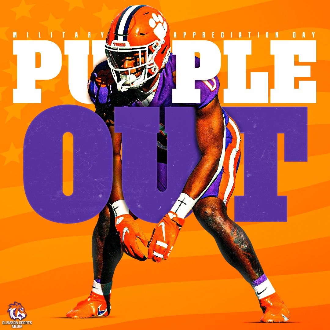 Honor the troops and show your Tiger spirit! Proud to be a Clemson Tiger? Show it! Get your purple on and join us on Military Appreciation Day!! #clemson #clemsonfootball  #WearPurple #MilitaryAppreciationDay