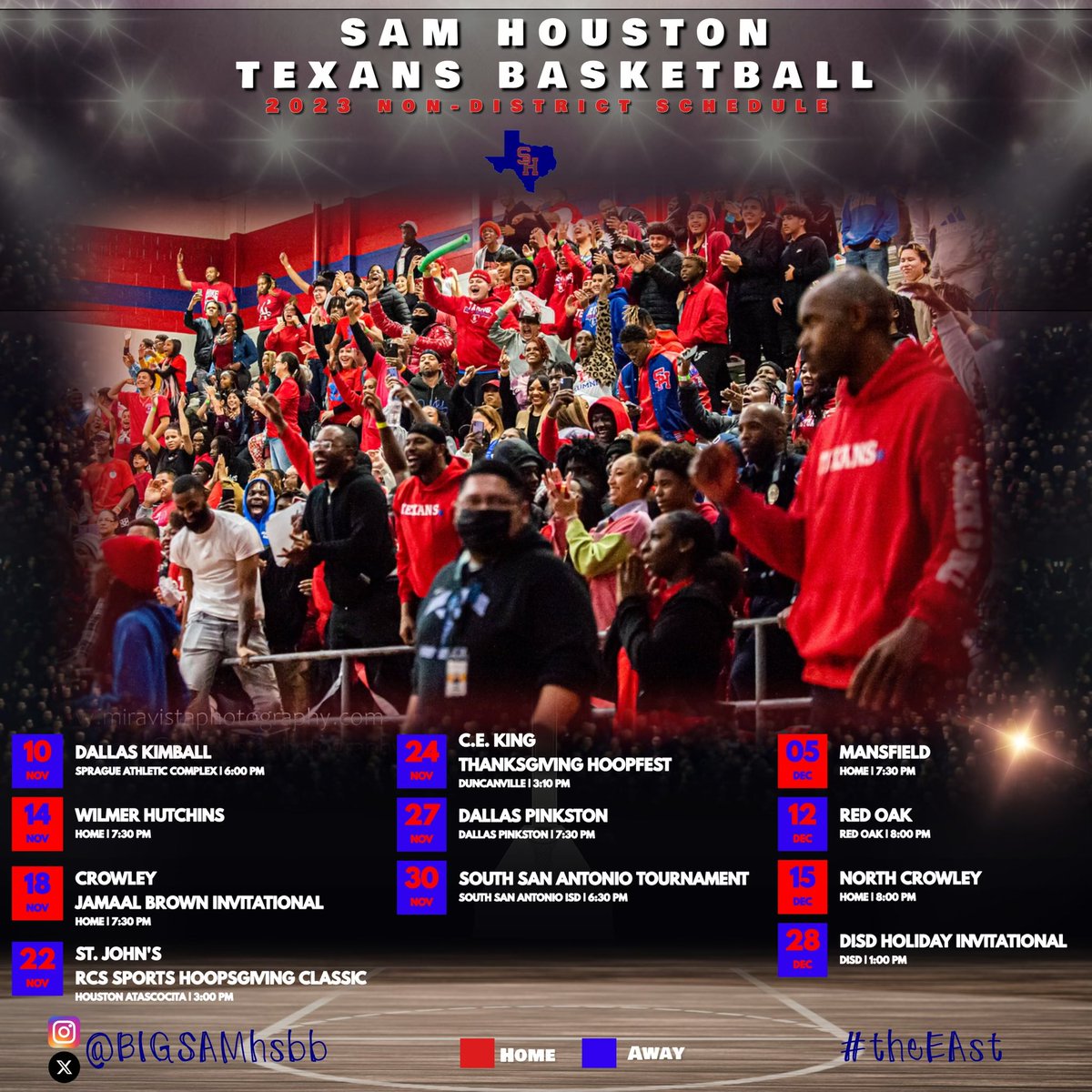 2023-2024 BIG SAM Non-District Schedule!

Come out &amp; support the TEXANS!

#EA #BIGSAM #theEAst