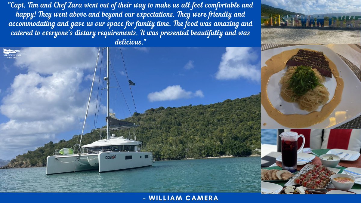 ⭐⭐⭐⭐⭐ Capt. Tim and Chef Zara went out of their way to make us all feel comfortable and happy! They went above and beyond our expectations. The food was amazing. It was presented beautifully and was delicious. - William C. okt.to/c1f2Cg

#sailing #yachts