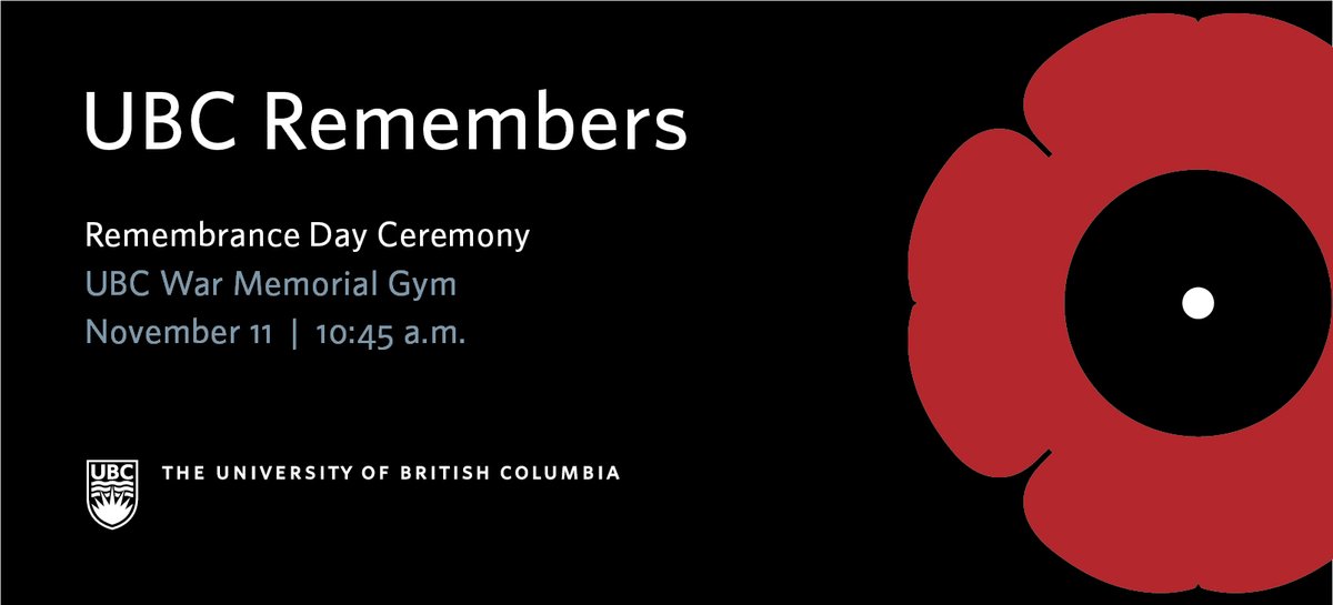 On November 11, we honour and remember all those who served in times of war, military conflict and peace, at UBC's Remembrance Day ceremony.⁣ All are invited to participate in person at War Memorial Gym or watch the live stream from home. Learn more: events.ubc.ca/ubc-remembers
