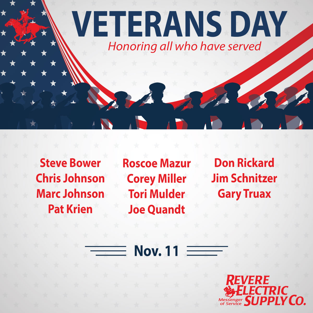 Our deepest gratitude to our employees who have served and to all of our veterans for the sacrifices you and your families have made for our freedom.