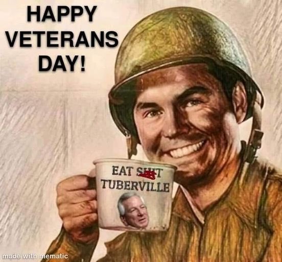 I’m proud to be a Veteran, and I’m proud to have had a hand in enacting the leave policy at the Pentagon. The best way to thank a Vet for their service is to vote blue. Then call <a href="/TTuberville/">T</a> and tell him to eat shit. #Veterans #VeteransDay2023
