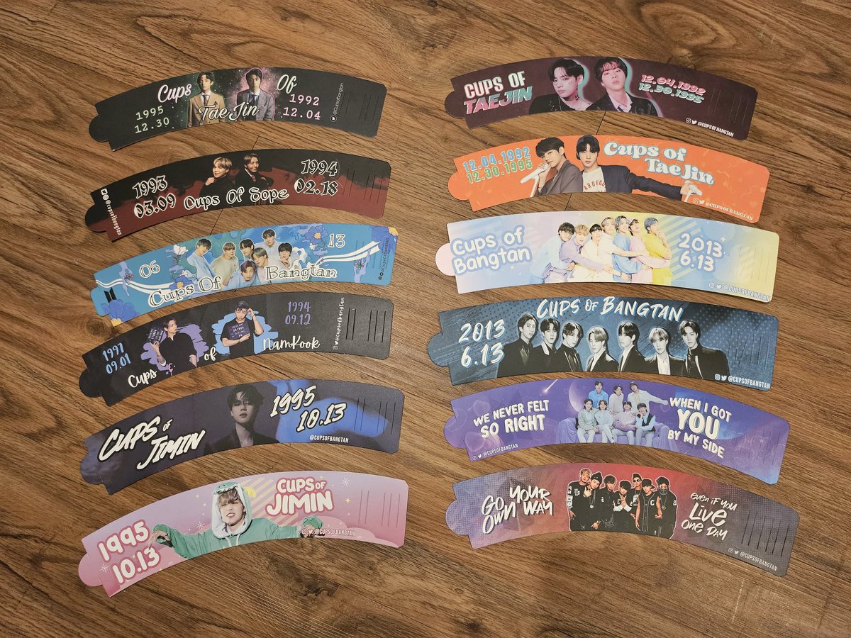 I can't believe in 3 years I had 12 cupsleeves! I feel so honored to have had the privilege to bring so many beautiful designs to ARMY.
Thank you to everyone who came to the events &amp; loved our cupsleeves.
Thank you to the creators for your hard work &amp; sharing your talent with us.