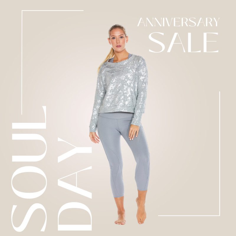 soulganiactive's tweet photo. TODAY ONLY! Celebrate our anniversary with a FREE Foil Sweatshirt with any legging, bra, or top purchase! Use code: SOULDAY23 at checkout! Happy SoulDay! https://t.co/1oFpXqcP5m