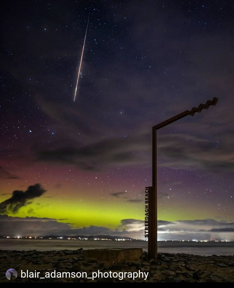 Aurora Borealis and a Fireball from Streedagh Beach Sligo 5/11/2023

Image by Blair adamson photography
 #wildatlanticway #sligo #wawpics #sligowhoknew #sligotourism #sligoireland #meteor #fireball #auroraborealis #aurora #northernlights #astro #astrophotography