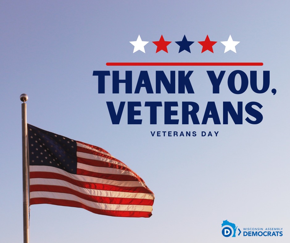 Today our nation recognizes and thanks the brave men and women who have served in the Armed Forces of the United States.

A special thank you to all Wisconsin veterans for their honorable service and sacrifices. We are forever grateful.