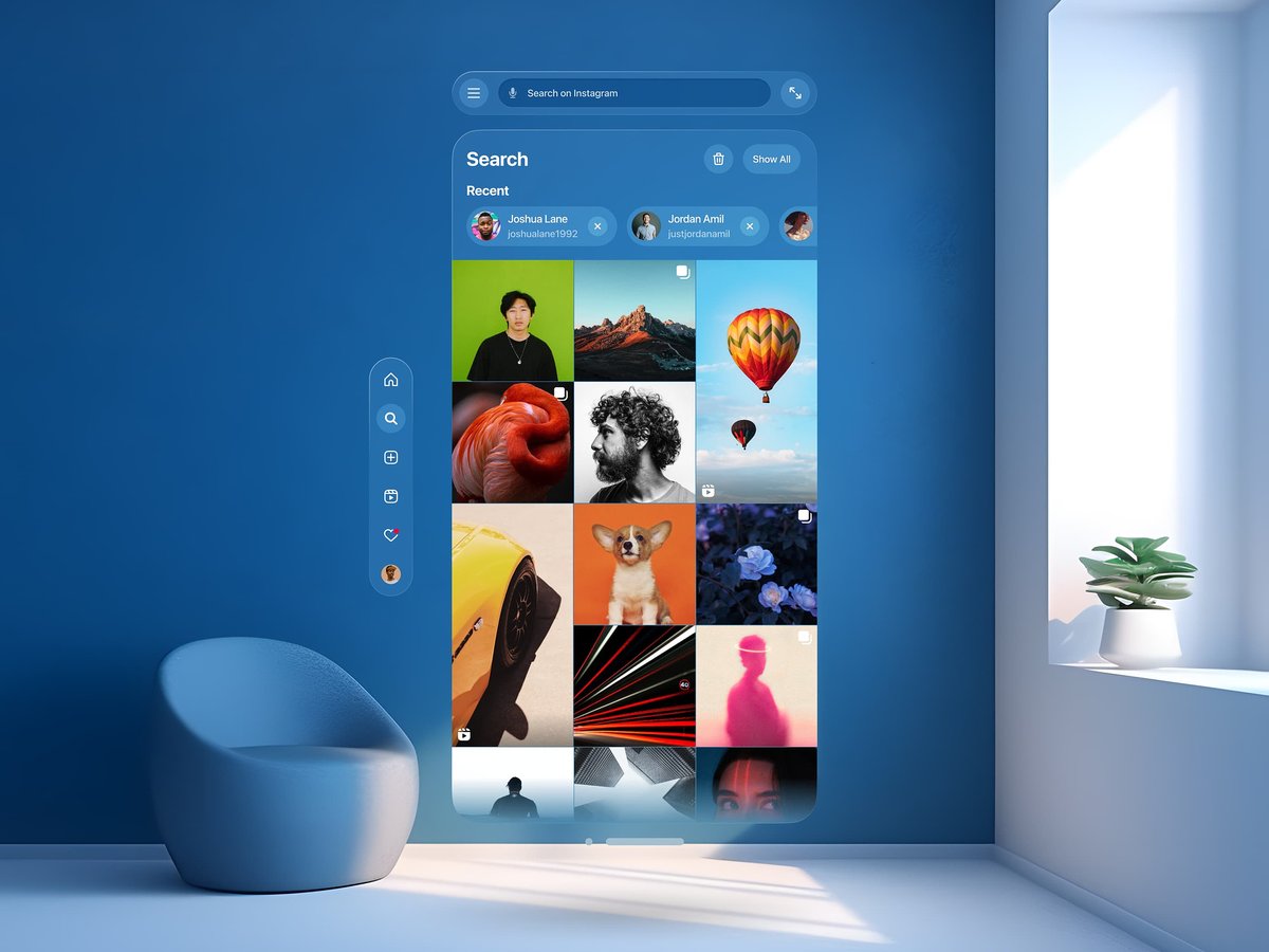 orizondesign's tweet image. This unique spatial UI design really takes Instagram to the next level! 🚀 By Michael Voynov.

Follow for daily design inspiration! 🔍 #UIDesign #SpatialDesign #AppleVisionPro