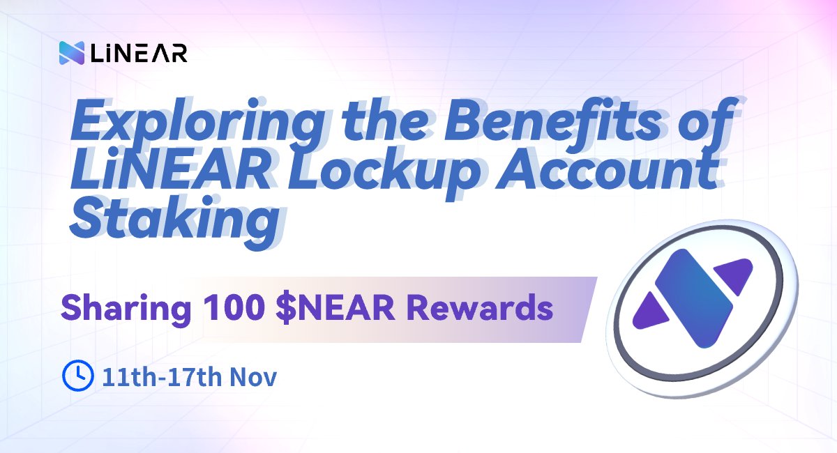 🔎Exploring the benefits of LiNEAR lock-up account staking and sharing 100 $NEAR rewards!

How to join?
🔹 like + RT + tag 3 friends
🔹Join t.me/linearLSD
🔹Read the thread🧵
🔹Comment with your NEAR address and telegram handle

#BOS #NEAR
medium.com/nearprotocol/e…