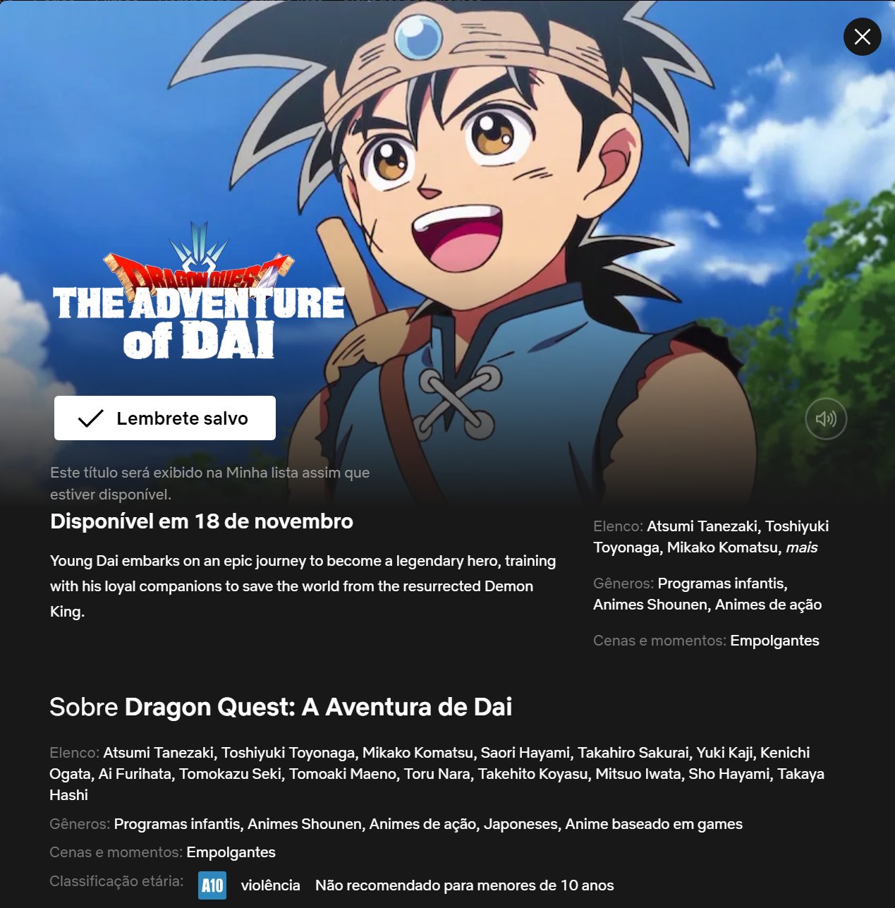 Dragon Quest: The Adventure of Dai' está disponível na HBO Max