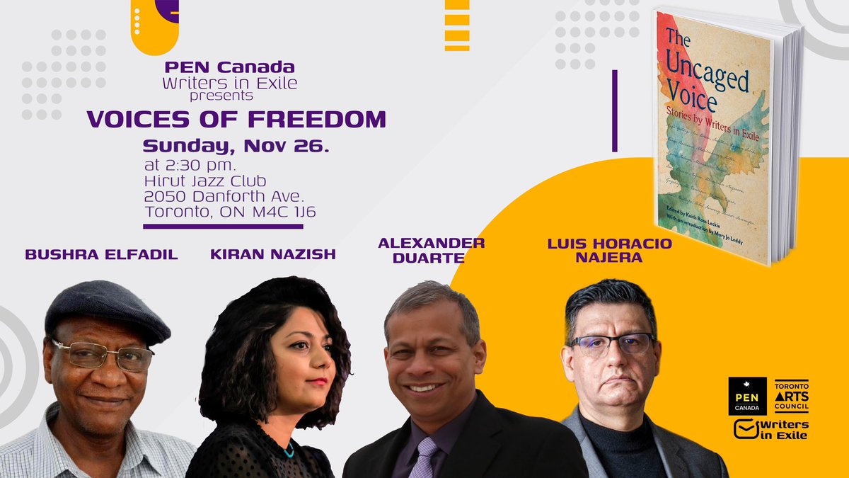 Najera13's tweet image. #UncagedVoices #PENCanada #LiteraryEvent #BookLaunch #WritersInExile #TheUncagedVoice