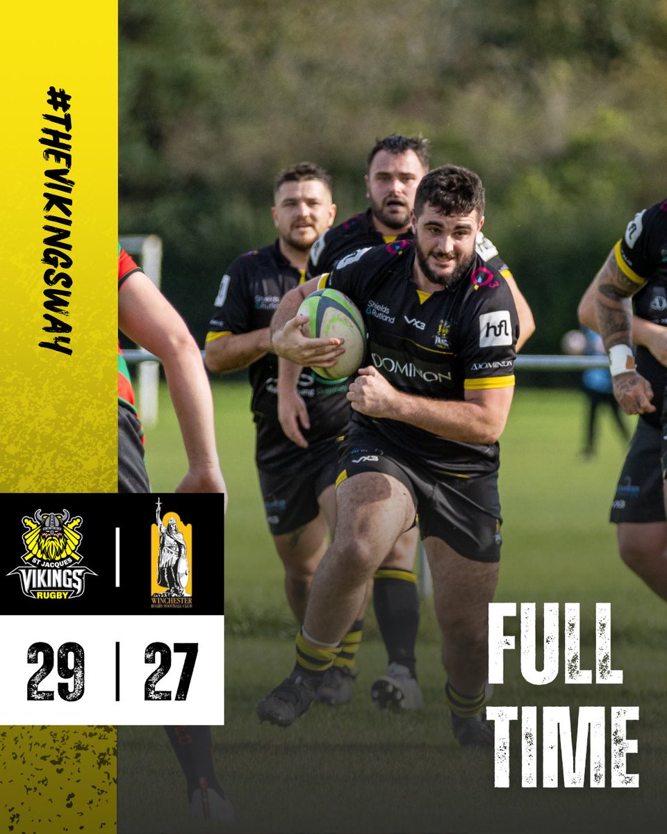 𝐅𝐮𝐥𝐥-𝐭𝐢𝐦𝐞 𝐑𝐞𝐬𝐮𝐥𝐭

Another close result…. but another win for the Vikings

It was a scrappy affair, Winchester battled hard and gave us a tough contest, huge credit to them

Somehow we hung on today, we are very proud!

⚫️🟡 #𝙏𝙃𝙀𝙑𝙄𝙆𝙄𝙉𝙂𝙎𝙒𝘼𝙔