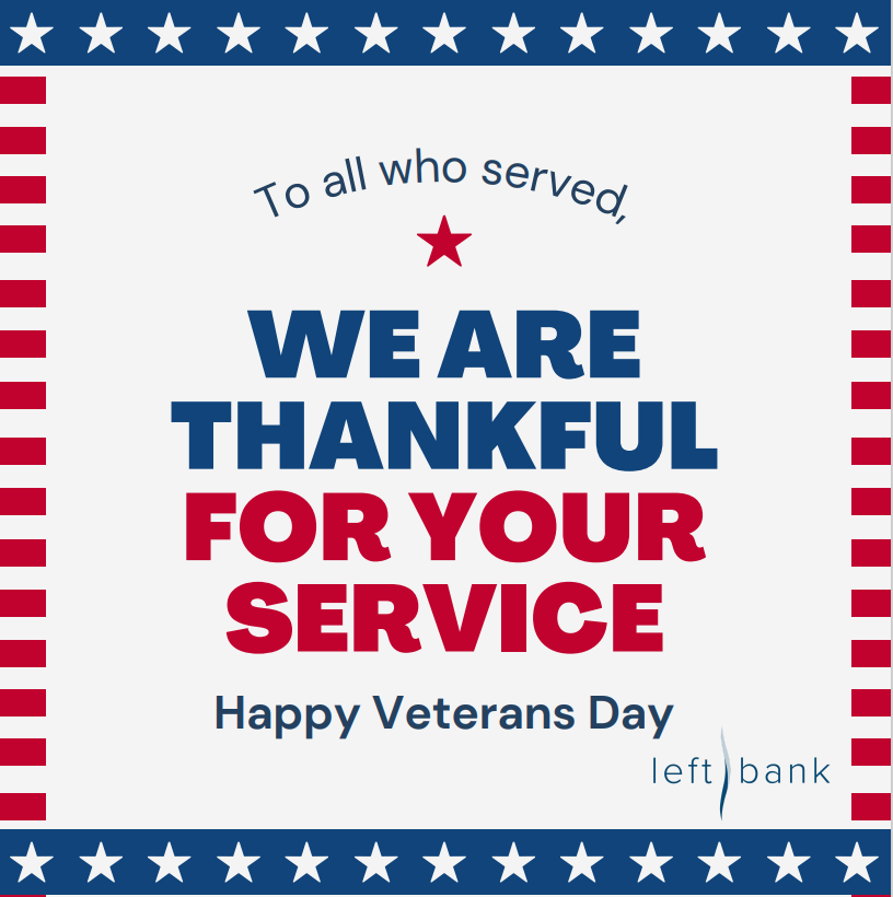 leftbankchicago's tweet photo. To all who served, We are thankful for your service. Happy Veteran's Day from Left Bank.
#OneBozzuto #BozzutoLiving #LeftBankChicago https://t.co/QIa3oCXCe1