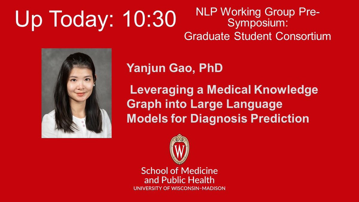 Don’t miss an upcoming session on graph prompting to help in grounding relevant medical knowledge from a daily care note for generating diagnoses - our postdoc <a href="/Serena_pancakes/">yanjungao</a> is leading the way <a href="/AMIAinformatics/">AMIA</a> <a href="/amiaNLPwg/">AMIA NLP WG</a> #AMIA2023