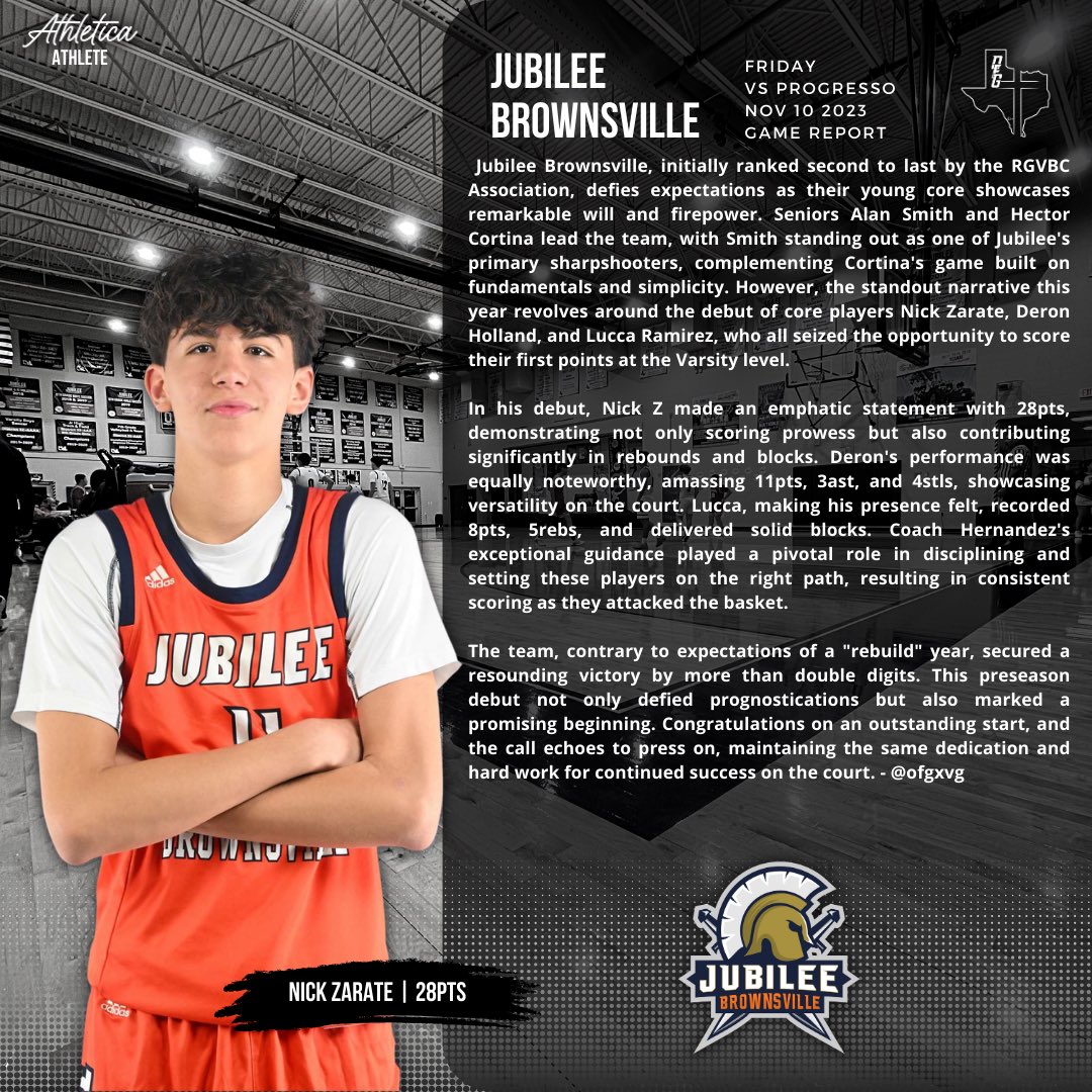 28 pts for our guy Nick Zarate. His 1st Varsity game as a 9th grader came out with 20+ pts. Keep an eye on him coaches. He’s about 6’5 as a 15 year old and moves like your best guard. 

<a href="/bigsloan32/">Marcus Sloan</a> 
<a href="/Macjammer23/">Carlos Jammer-</a> 
<a href="/djones8301/">Doug Jones</a> 
<a href="/ExposureOtr/">OTRExposure</a> 
<a href="/4YFilms/">𝔽𝕠𝕣𝕖𝕧𝕖𝕣 𝕐𝕠𝕦𝕟𝕘 𝔽𝕚𝕝𝕞𝕤 SPORTS 🎥</a> 
<a href="/UST_Medina/">Anthony Medina | Basketball Coach</a> 
<a href="/RcsSports/">Jim Hicks</a>