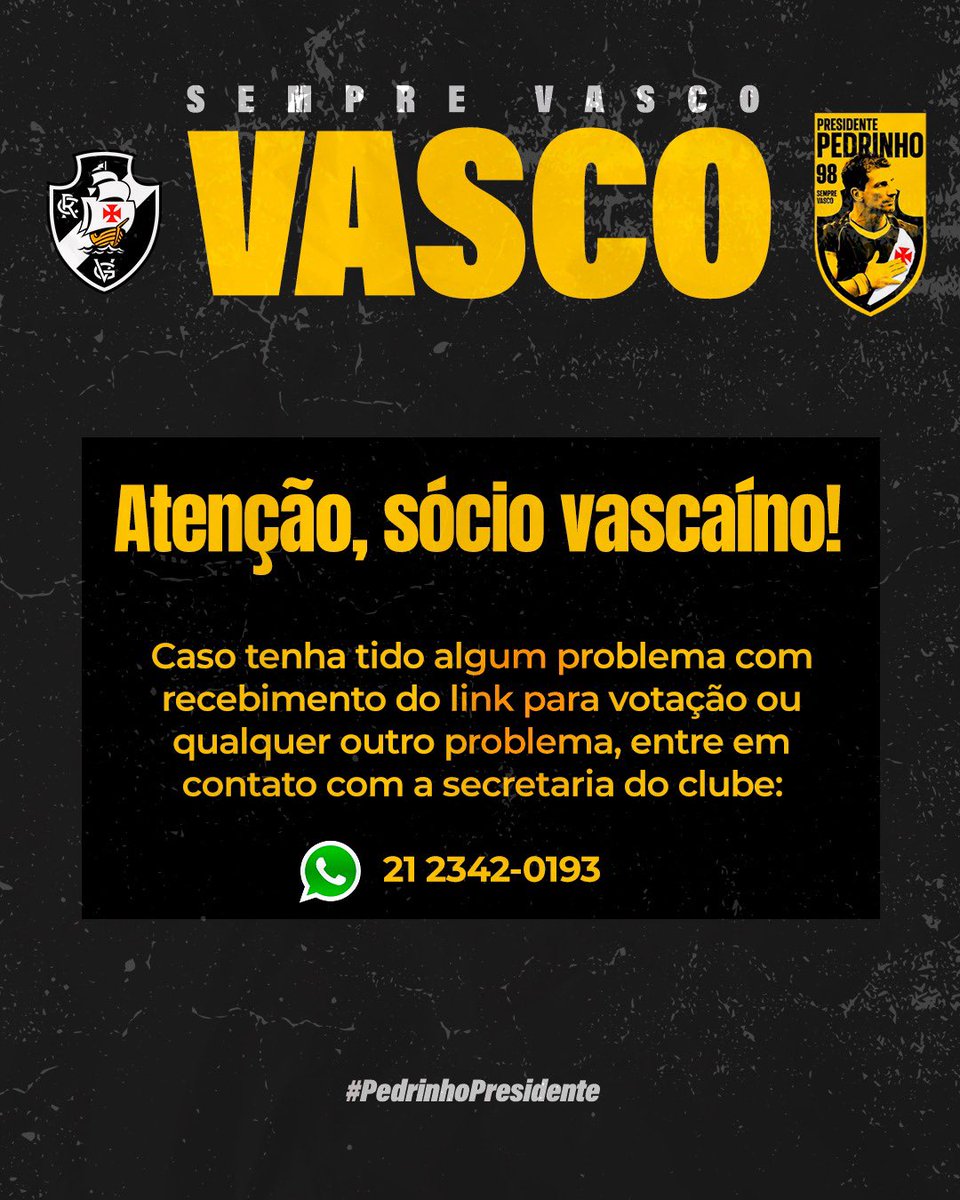 SÓCIO, MUITA ATENÇÃO!🚨

Caso esteja com problemas, entre em contato com a secretaria do clube! 

#PedrinhoPresidente