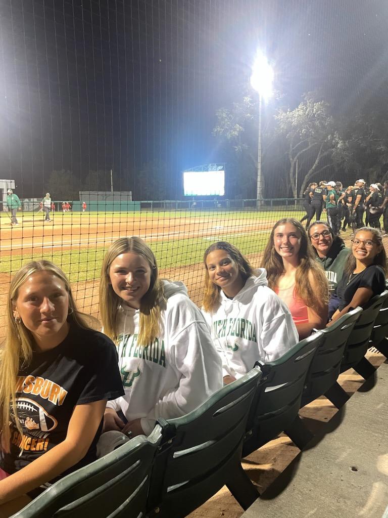 Girls watching USF game
