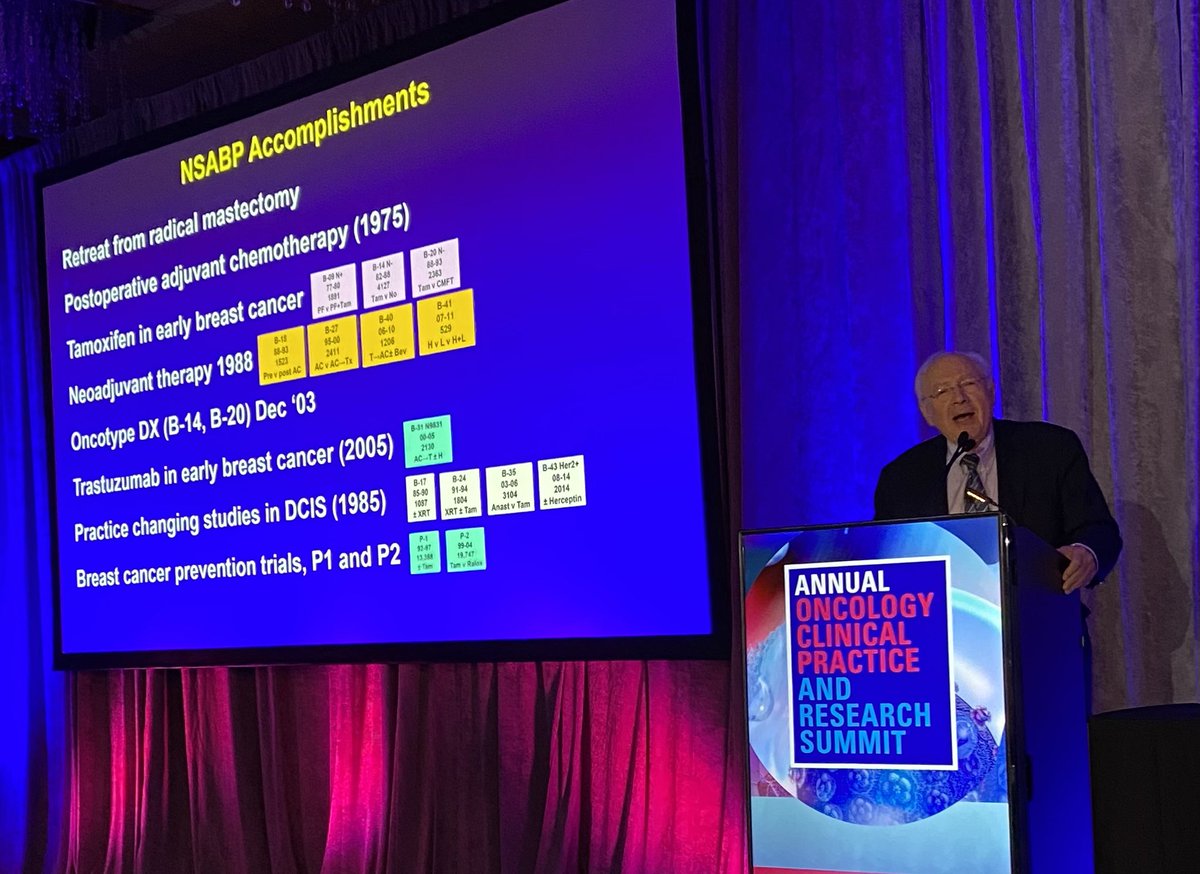 Amazing keynote speech by Dr Norman Wolmark Chair of @NSABPFoundation on their accomplishments in the last 65 years. #cancernj2023 Summit @RutgersCancer @RWJBarnabas. 👉Thanks Norm for the great speech and your amazing work❗️👇