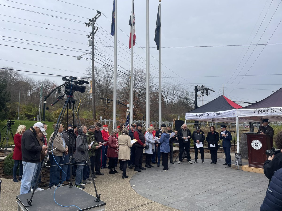 CountyDuerr's tweet photo. Had the privilege of taking part in @MtLebanonPA and @Upper_St_Clair’s Veteran’s Day ceremonies yesterday. Thanks so much to everyone who came out to celebrate and honor our veterans community, for to both USC and Lebo for putting on these excellent events every year. https://t.co/tBRM9weHmS