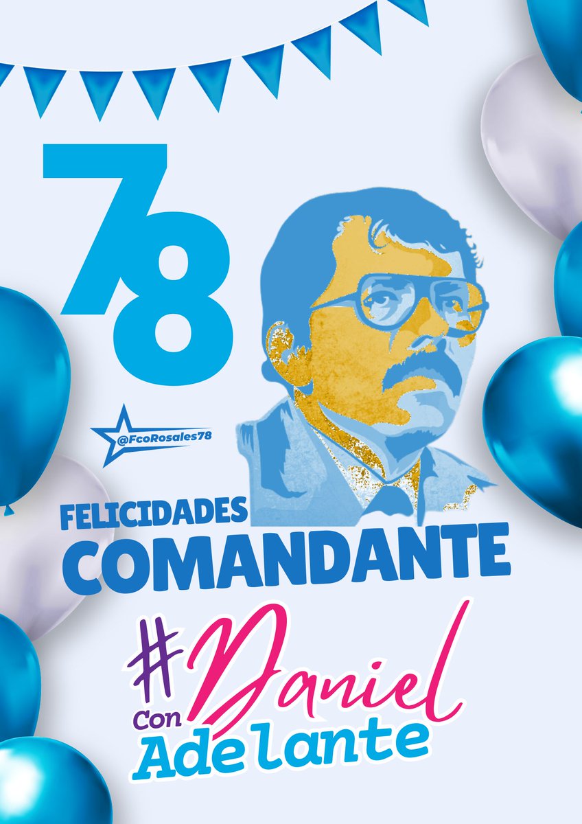 ¡Feliz Cumpleaños, Comandante Daniel Ortega! Celebramos un nuevo aniversario de su vida, dedicada a cambiar la vida del pueblo nicaragüense, restituyendoles derechos, la paz, y la vida armoniosa. #ConDanielAdelante @corpav_m @Atego16 @MaryuriRG @RDRFSLN_ @esbeltania @YaderN77