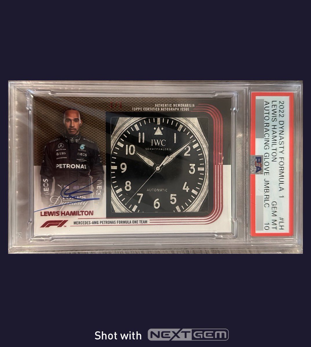 🤩 Better make an offer quickly on this one… LEWIS HAMILTON 2022 DYNASTY FORMULA 1 AUTO RACING GLOVE 1/1 PSA 10 🔥 my.nextgem.com/SweetPea/NG710…