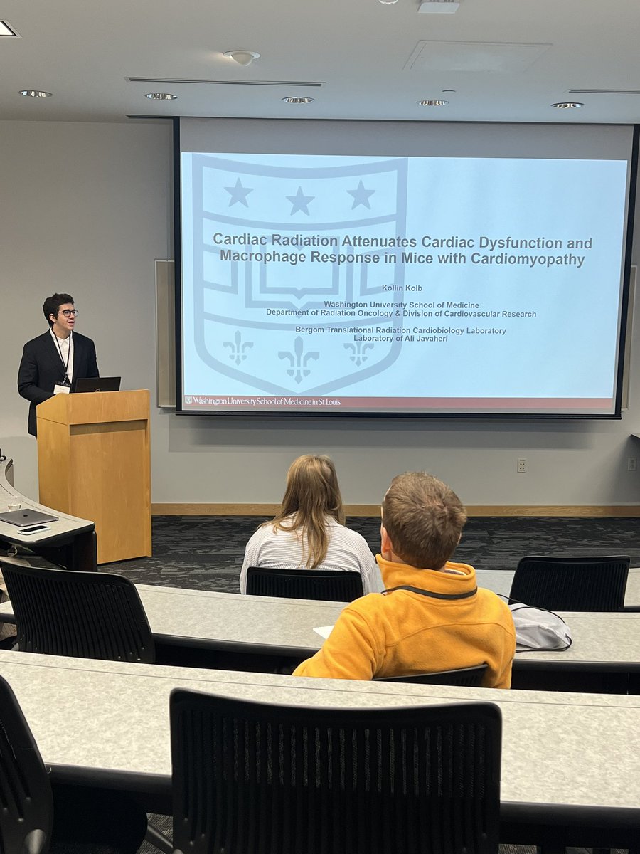 Carmen Bergom MD PhD (@carmenbergom) on Twitter photo So proud of my undergrad <a href="/KollinKolb/">Kollin Kolb</a> who started in my lab thru @WashURadOnc RAD Summer Program in 2022. He presented his research @ the Midstates Consortium for Math&Science today. Then he had to rush back to play in the last home football game <a href="/WASHUBears/">WashU Bears</a>! #radonc So proud of my undergrad <a href="/KollinKolb/">Kollin Kolb</a> who started in my lab thru @WashURadOnc RAD Summer Program in 2022. He presented his research @ the Midstates Consortium for Math&Science today. Then he had to rush back to play in the last home football game <a href="/WASHUBears/">WashU Bears</a>! #radonc