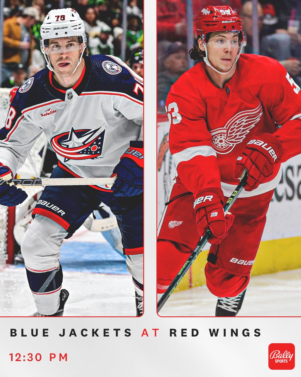 The @BlueJacketsNHL are in the Motor City for a matinée matchup against the Red Wings. Join @BGiesenschlag and @JLGP34 for pregame coverage at 12:30 PM on Bally Sports Ohio and streaming on BallySports.com and the Bally Sports app! #CBJ