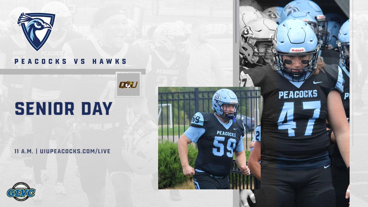 UIUPeacocks's tweet photo. @Upper_Iowa_FB takes on Quincy in their last contest of the season. Come out and support the Peacocks in their senior day game! Follow along with live options below #FeathersUp
📝https://t.co/AozoTTiNLC
📺https://t.co/bUiYcRvWxI https://t.co/E1A9rFSVyY