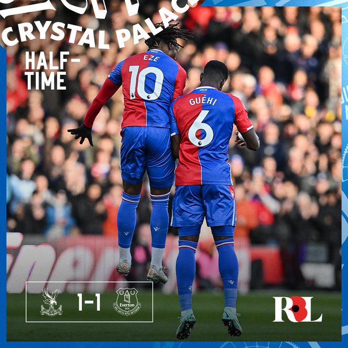 Eze’s penalty for equalizes for Palace v. Everton
