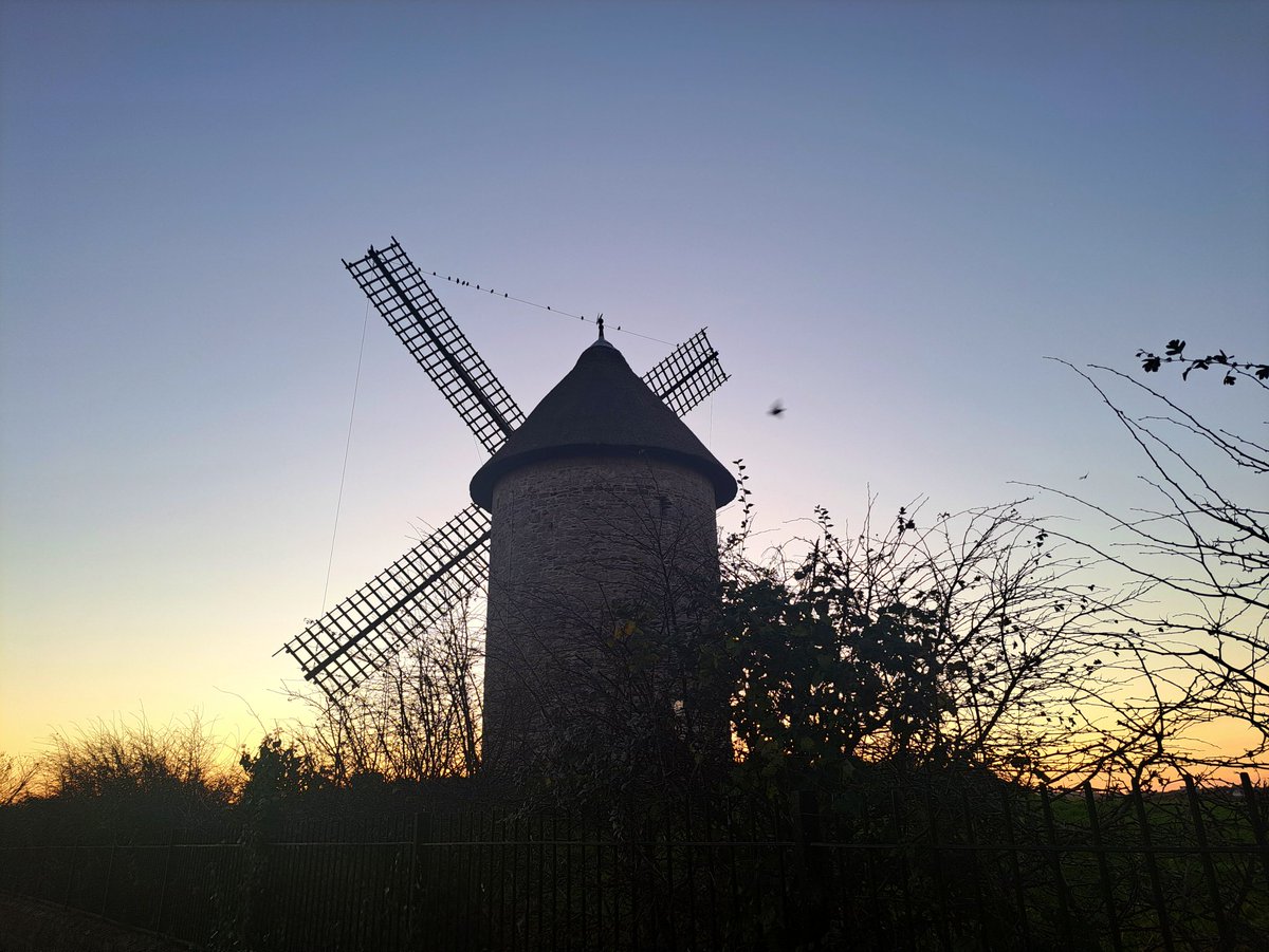 A Skerries windmill at sunrise