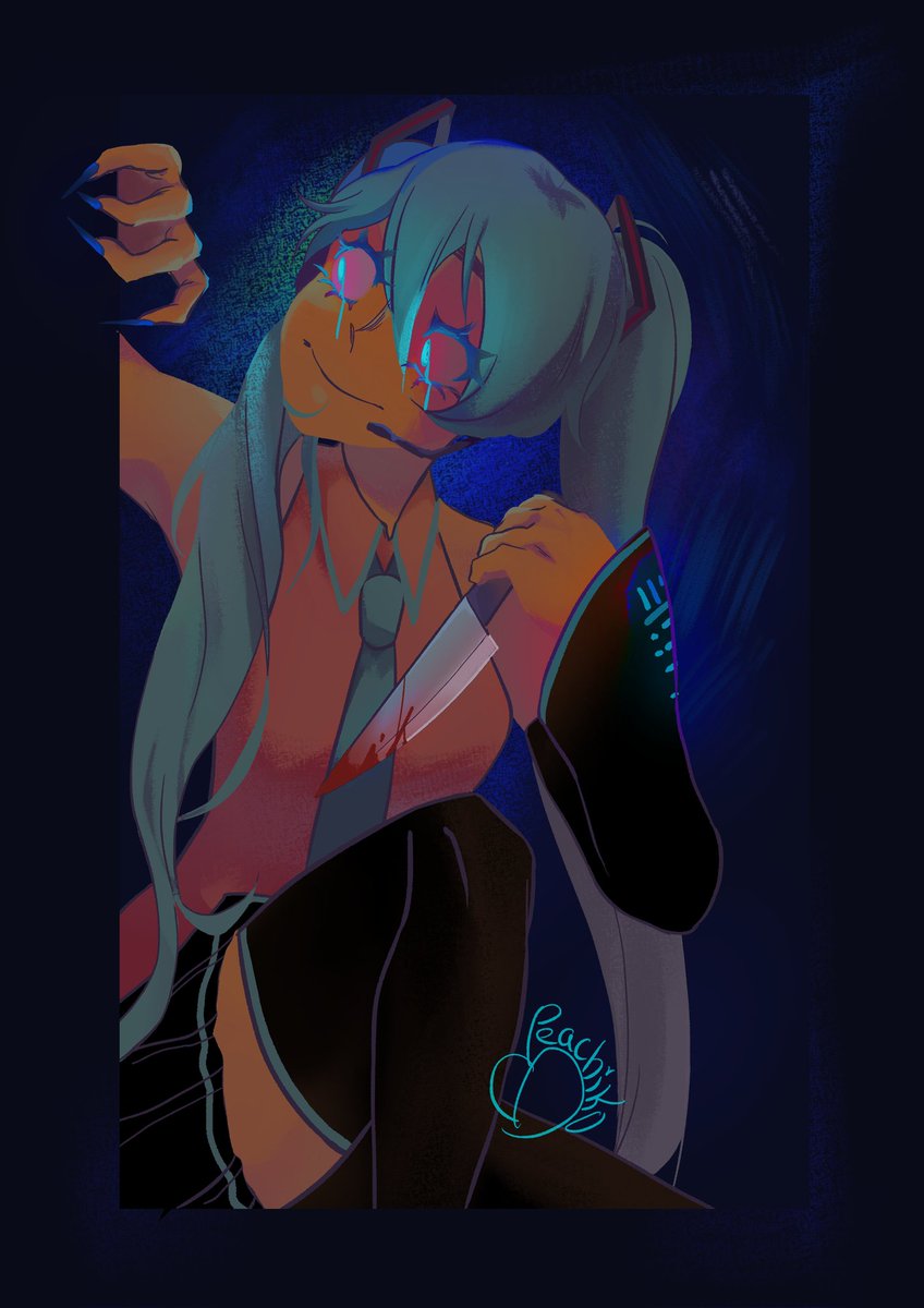 Peachiko2_0's tweet photo. Miku, Miku, you can call me Miku. Blue hair, blue tie, ⱧłĐł₦₲  [̲̅i]₦ y🅞𝔲ⓡ ₩ł-₣ł 

#украрт #FNAFMovie #FNAF #hatsunemiku https://t.co/WT8CsjPUyI