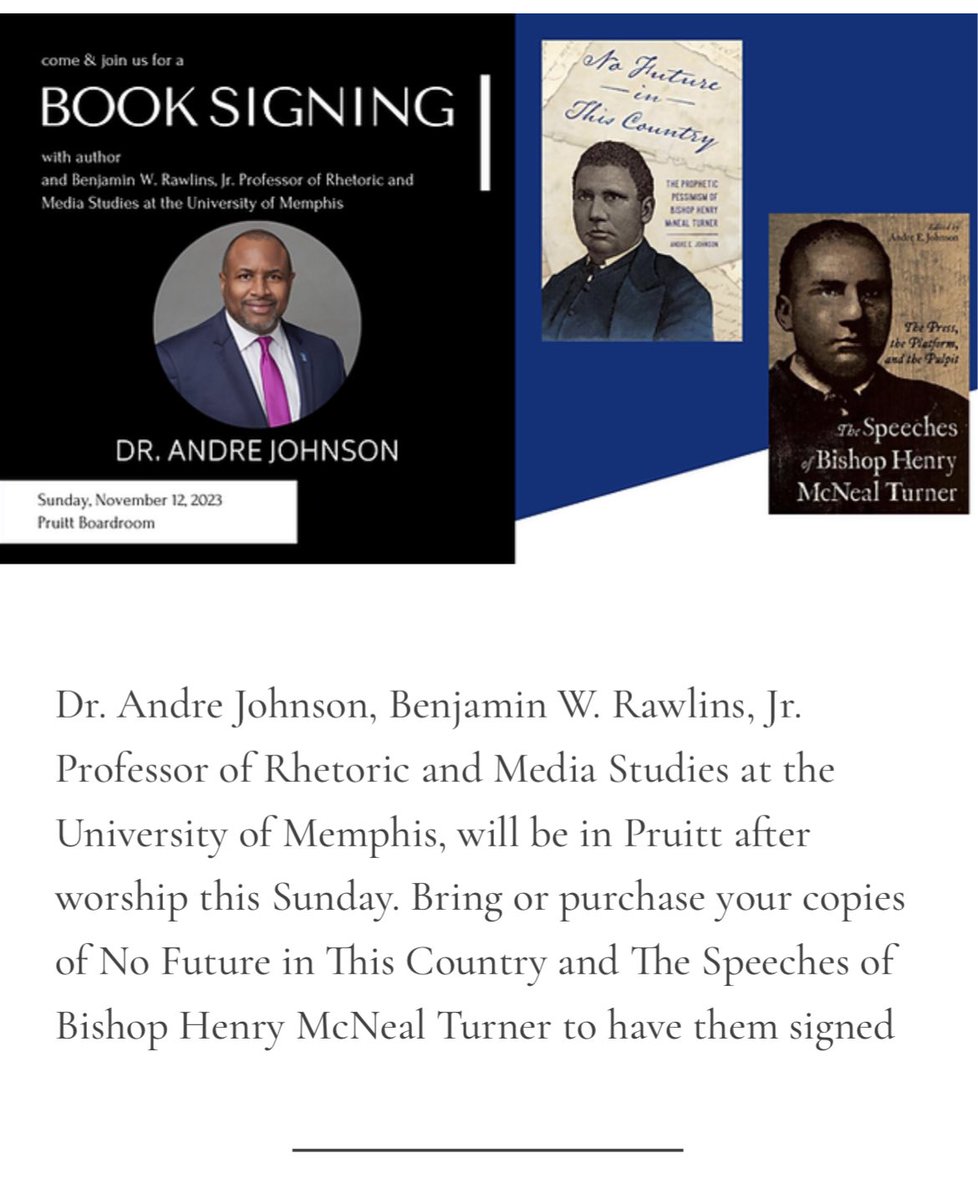 It is indeed a honor and pleasure to be with the good folks at Metropolitan A.M.E. Church tomorrow (11-12-23) for worship and book signing. I look forward to seeing friends and meeting new ones. Thanks pastor @WilliamHLamarIV for the invitation!