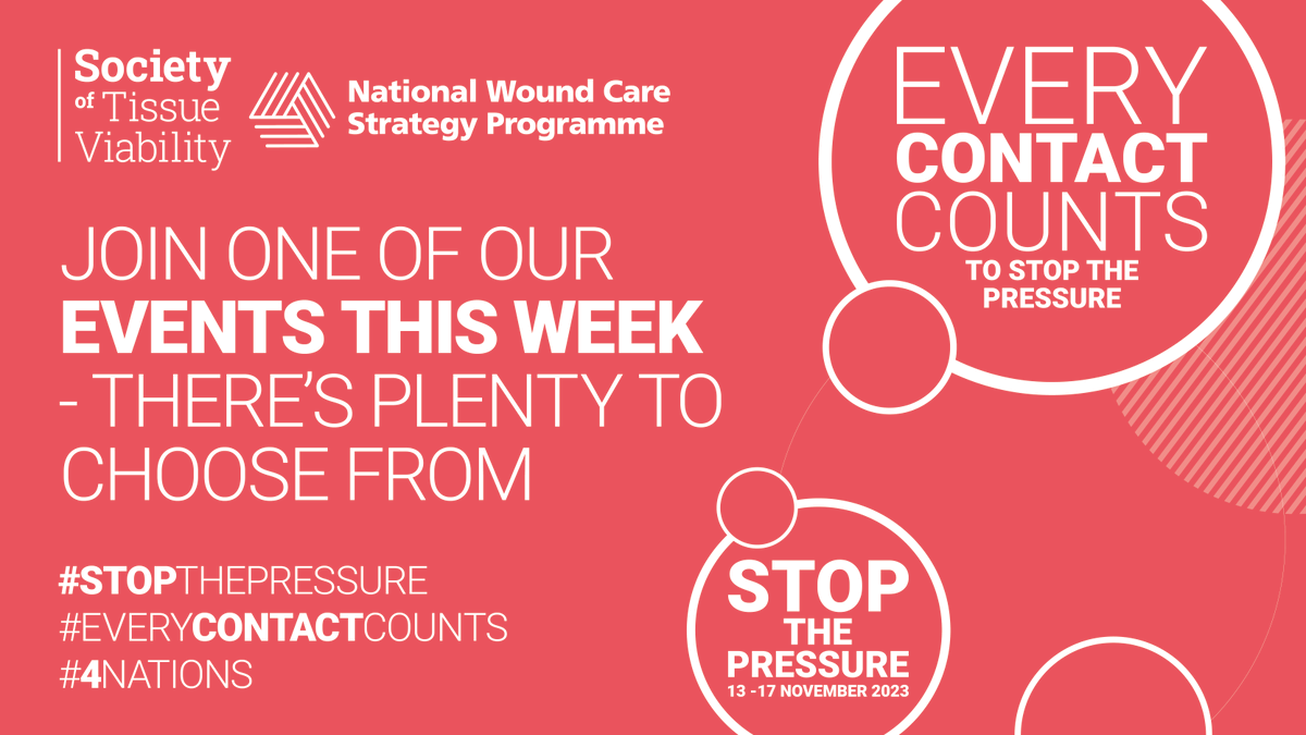 We have some fantastic events taking place over the coming week with truly brilliant speakers - they range from short webinars to a full study day - it's not too late to register - join us and help #stopthepressure and #makeeverycontactcount societyoftissueviability.org/community/stop…