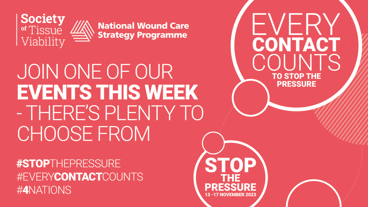 We have some fantastic events taking place over the coming week with truly brilliant speakers - they range  from short webinars to a full study day - it's not too late to register - join us and help #stopthepressure and #makeeverycontactcount societyoftissueviability.org/community/stop…