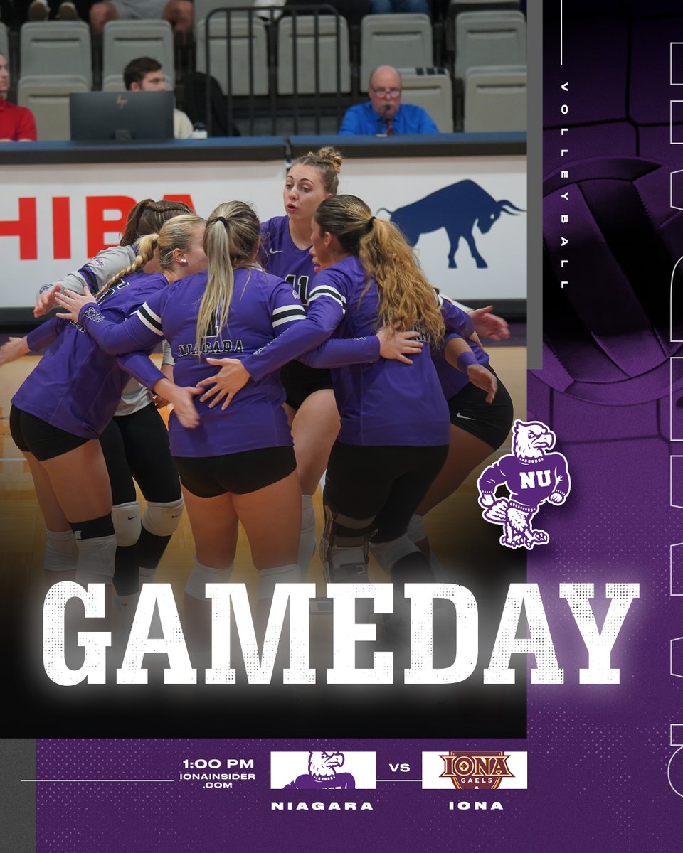 NiagaraVB's tweet photo. Closing out the regular season!

📍: New Rochelle, NY
🏟: Hynes Athletics Center
🆚: Iona
⏰: 1:00 PM
📊: https://t.co/OOf14WvD9c
📺:https://t.co/9dZ3YJ7Frw

🟣🦅🏐 https://t.co/KZQj39eJqz