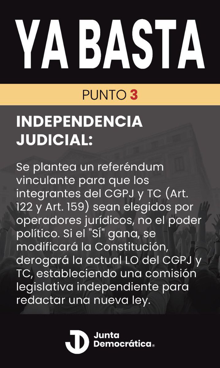 MarioMrGr's tweet image. YA BASTA‼️

Pongamos límites y control a los políticos.

📆 HOY sábado 11N a las 19:30
📍 Carrera de San Jerónimo, Madrid

Concentración civil pacífica

COMPARTE‼️
#YaBasta #ControlaLosPoliticos #Libertad #AmnistíaNo #Ruptura78 #LibertadConstituyenteYA #RomperParaTransformar