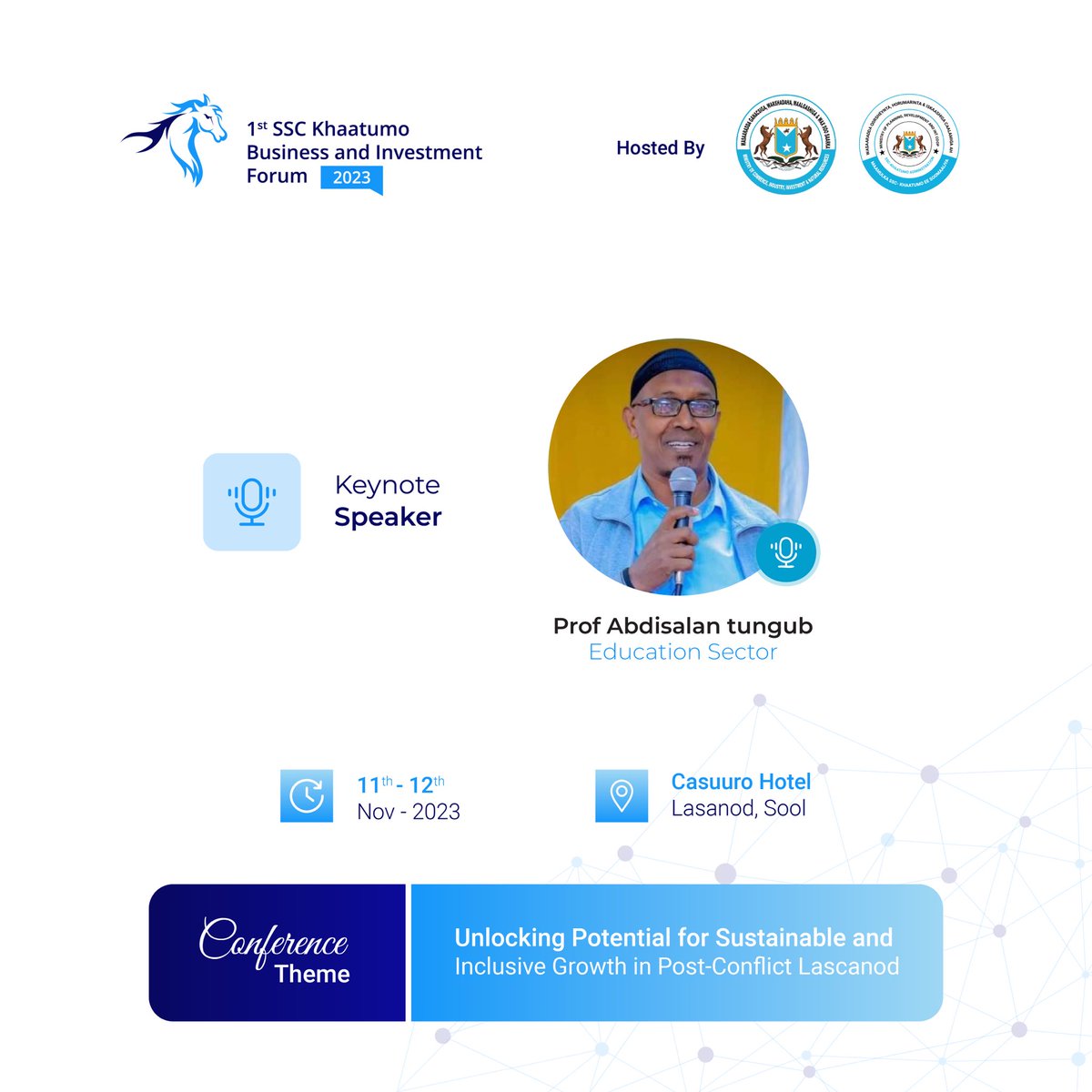 More speakers coming up!📣

Prof Abdisalan tungub joins the distinguished list of speakers for the upcoming #investssc2023 Forum. We look forward to his talk on the value of education sector &amp; it’s role in investment &amp; driving development!

#iforumssc23
<a href="/Invest_Somalia/">SOMINVEST</a>