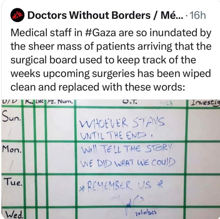 Medical staff of gaza hospitals.

No comments are needed the board says everything.