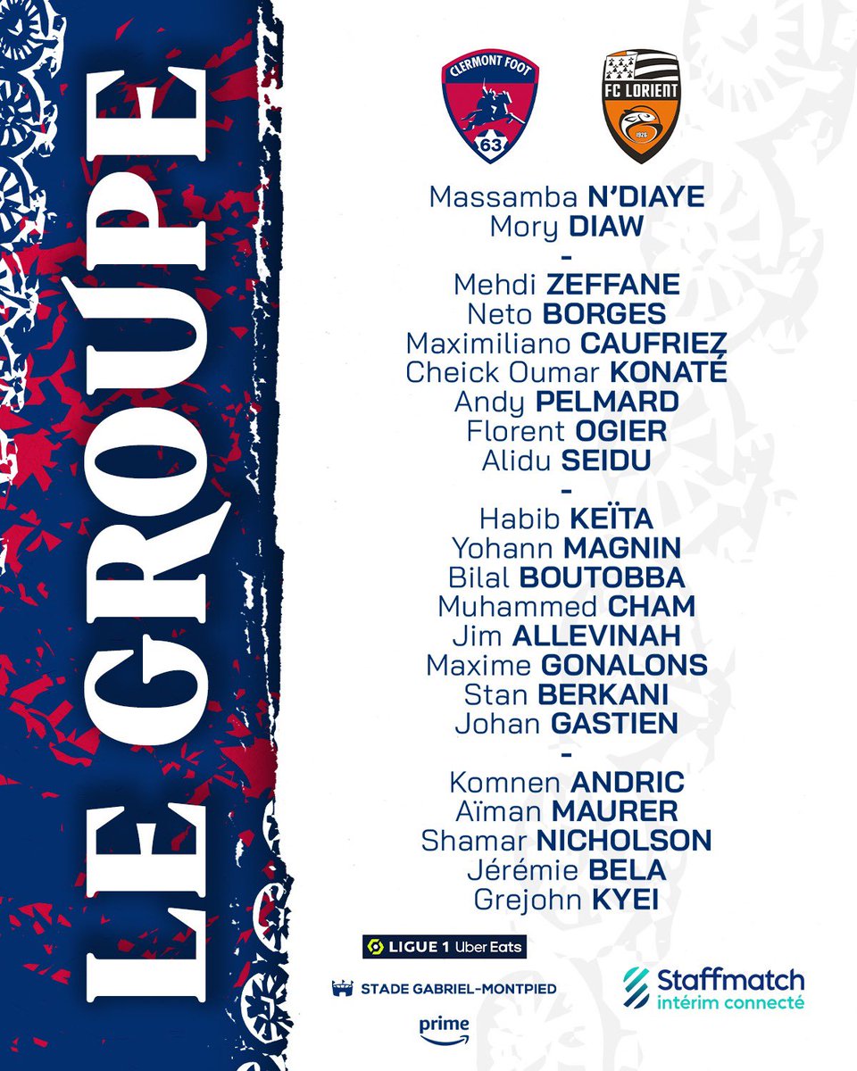 ClermontFoot's tweet image. 👥 Le groupe pour #CF63FCL 👊🔴🔵