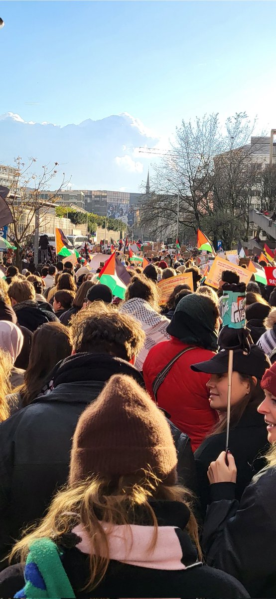 ClareDalyIRL's tweet photo. Brussels today. Simultaneous mass demos across Europe, rejecting occupation, apartheid, mass murder and genocide, standing with brothers and sisters in Gaza. People in power have abused it. We DEMAND a better world. WE WILL HAVE IT! Free #Palestine. Long live #Gaza. #CeasefireNOW https://t.co/F4z8bM8Xsb