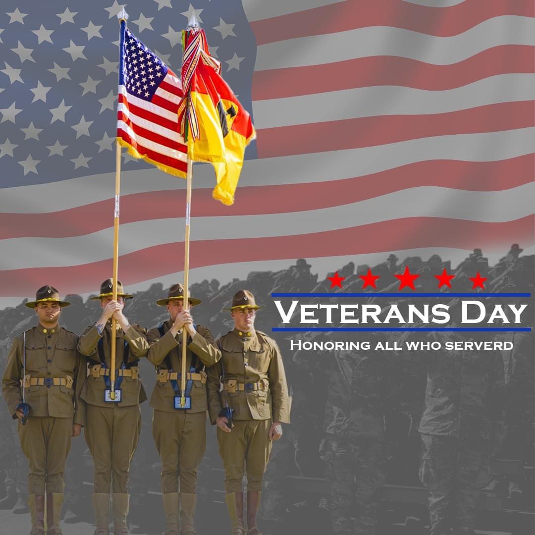 1stCavalryDiv's tweet photo. Happy Veterans Day from the #FirstTeam
#beallyoucanbe | #HappyVeteransDay | #cavready | #TheBigYellowPatch | @iii_corps @FORSCOM https://t.co/G9bRRAaVl5
